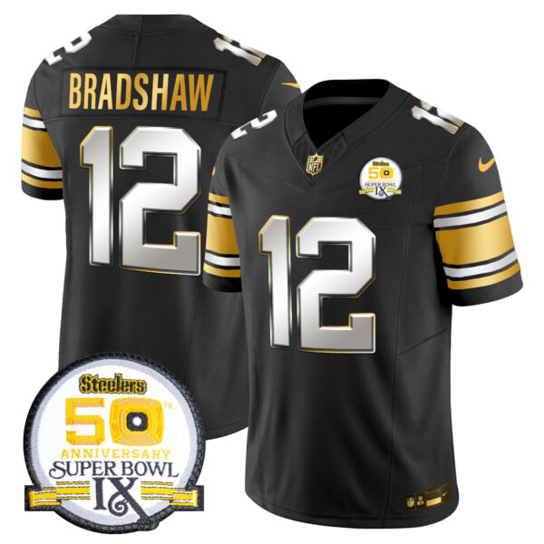 Men's Steelers 50th Anniversary of Super Bowl IX Patch Gold Vapor Limited Jersey - All Stitched - Image 33