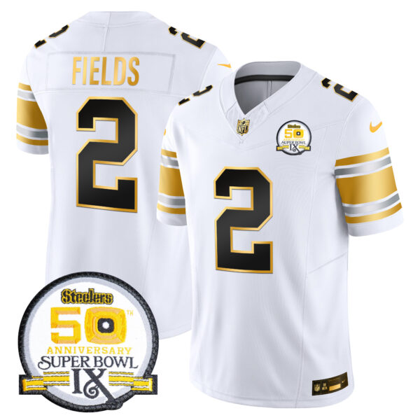 Men's Steelers 50th Anniversary of Super Bowl IX Patch Gold Vapor Limited Jersey - All Stitched - Image 10