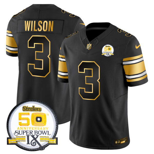 Men's Steelers 50th Anniversary of Super Bowl IX Patch Gold Vapor Limited Jersey - All Stitched - Image 27