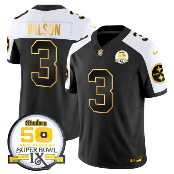 Men's Steelers 50th Anniversary of Super Bowl IX Patch Gold Vapor Limited Jersey - All Stitched - Image 9