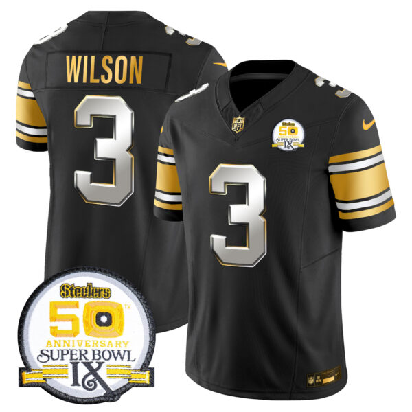 Men's Steelers 50th Anniversary of Super Bowl IX Patch Gold Vapor Limited Jersey - All Stitched - Image 36
