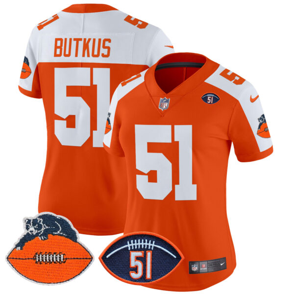 Women's Chicago Bears Dick Butkus Patch Throwback Vapor Limited Jersey - All Stitched - Image 10