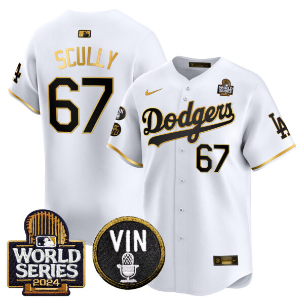 Men's Dodgers 2024 World Series Gold Trim Vapor Premier Limited Jersey V2 - All Stitched - Image 16