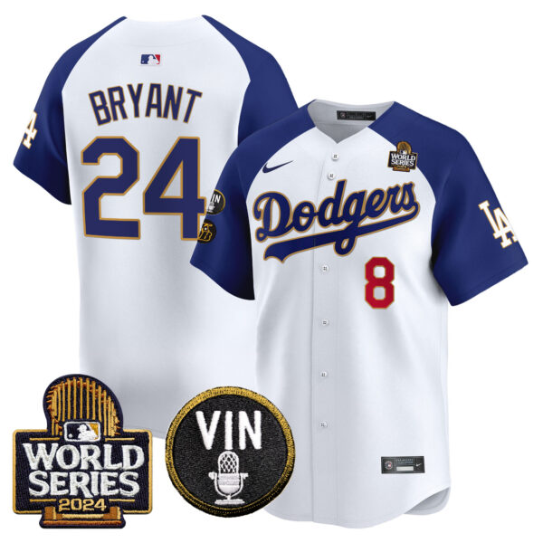Men's Dodgers 2024 World Series Gold Trim Vapor Premier Limited Jersey V2 - All Stitched - Image 45