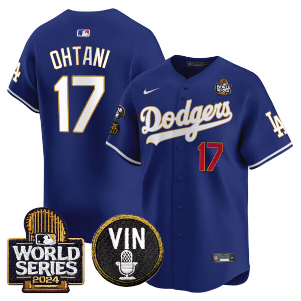 Men's Dodgers 2024 World Series Gold Trim Vapor Premier Limited Jersey V2 - All Stitched - Image 32