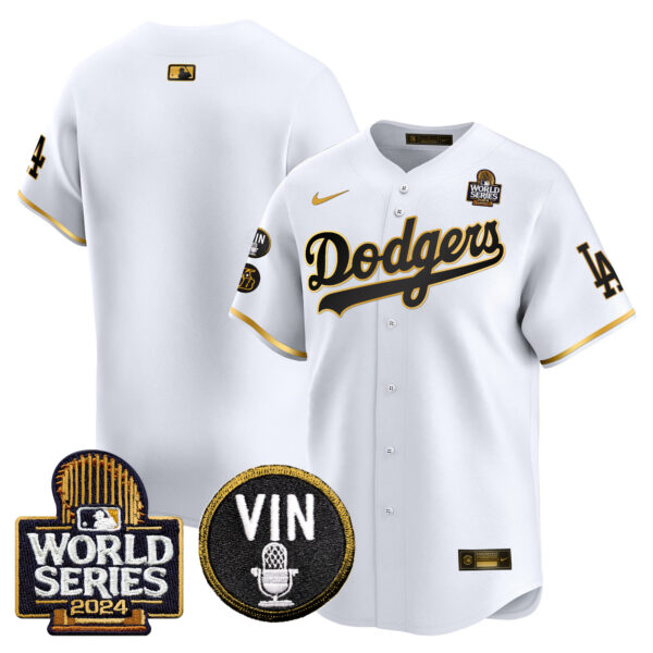 Men's Dodgers 2024 World Series Gold Trim Vapor Premier Limited Jersey V2 - All Stitched - Image 20