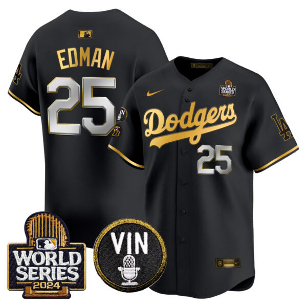 Men's Dodgers 2024 World Series Gold Trim Vapor Premier Limited Jersey V2 - All Stitched - Image 9