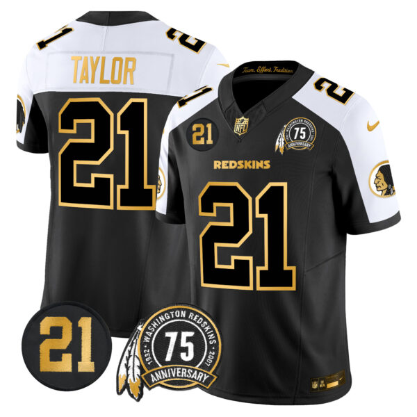 Men's Washington Redskins 75th & Sean Taylor Patch Gold Vapor Limited Jersey - All Stitched - Image 3