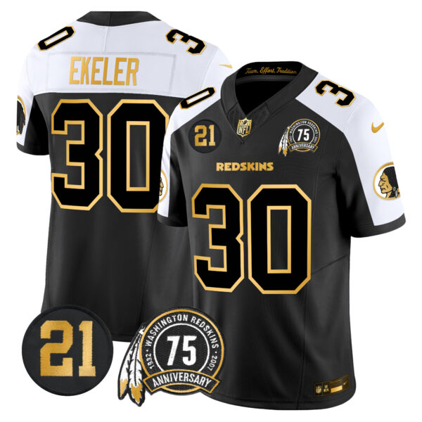 Men's Washington Redskins 75th & Sean Taylor Patch Gold Vapor Limited Jersey - All Stitched - Image 5