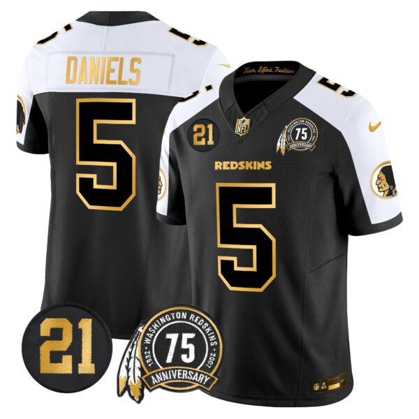 Men's Washington Redskins 75th & Sean Taylor Patch Gold Vapor Limited Jersey - All Stitched - Image 2