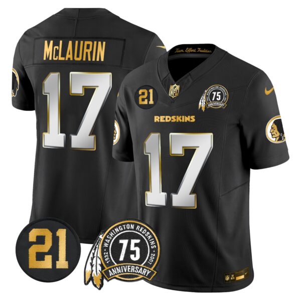Men's Washington Redskins 75th & Sean Taylor Patch Gold Vapor Limited Jersey - All Stitched - Image 30