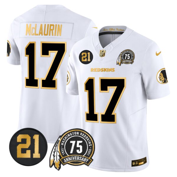 Men's Washington Redskins 75th & Sean Taylor Patch Gold Vapor Limited Jersey - All Stitched - Image 15