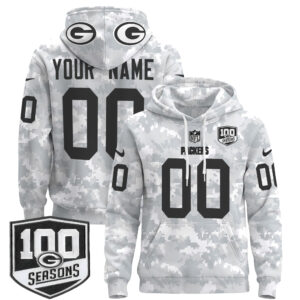 Green Bay Packers Throwback 2024 Salute to Service Custom Pullover Hoodie - All Stitched