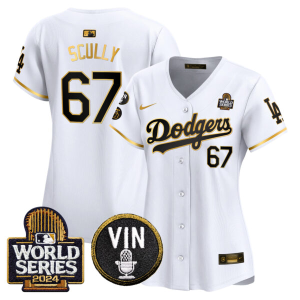 Women's Dodgers 2024 World Series Gold Trim Vapor Premier Limited Jersey V2 - All Stitched - Image 16