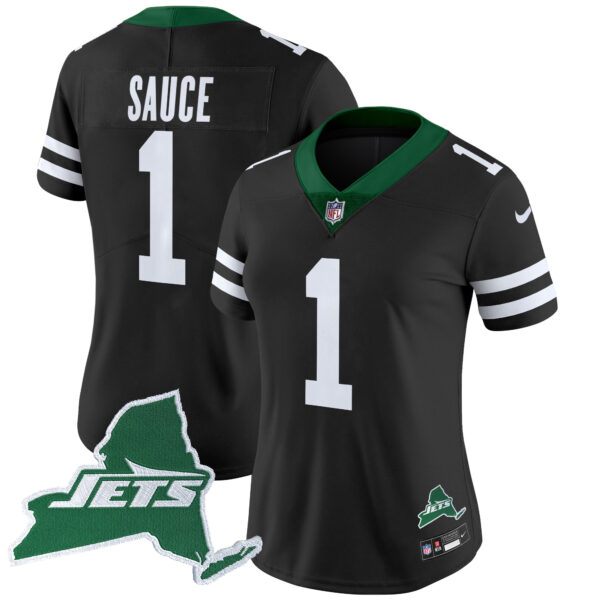 Women's New York Jets Home Patch Vapor Legacy Limited Jersey - All Stitched - Image 40