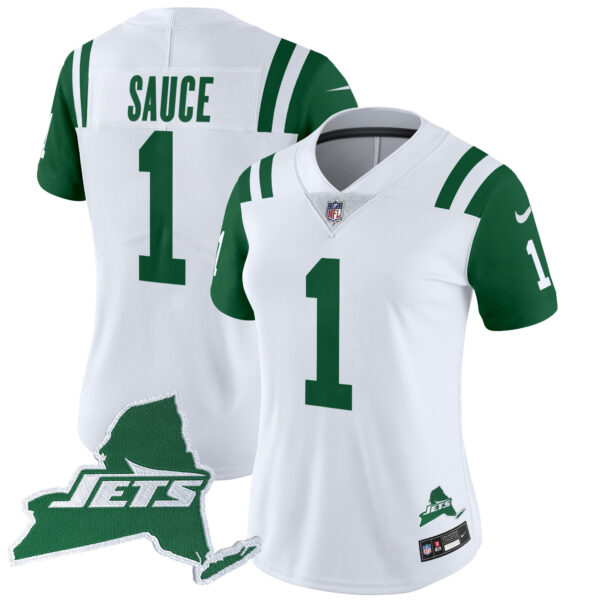 Women's New York Jets Home Patch Vapor Legacy Limited Jersey - All Stitched - Image 5