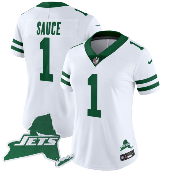 Women's New York Jets Home Patch Vapor Legacy Limited Jersey - All Stitched - Image 33