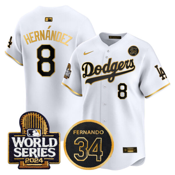 Men's Dodgers Fernando Valenzuela Memorial & 2024 World Series Patch Vapor Premier Limited Jersey - All Stitched - Image 17
