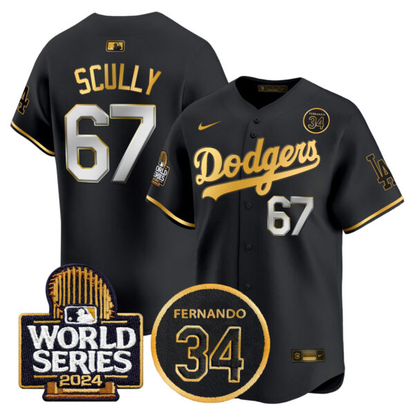 Men's Dodgers Fernando Valenzuela Memorial & 2024 World Series Patch Vapor Premier Limited Jersey - All Stitched - Image 6
