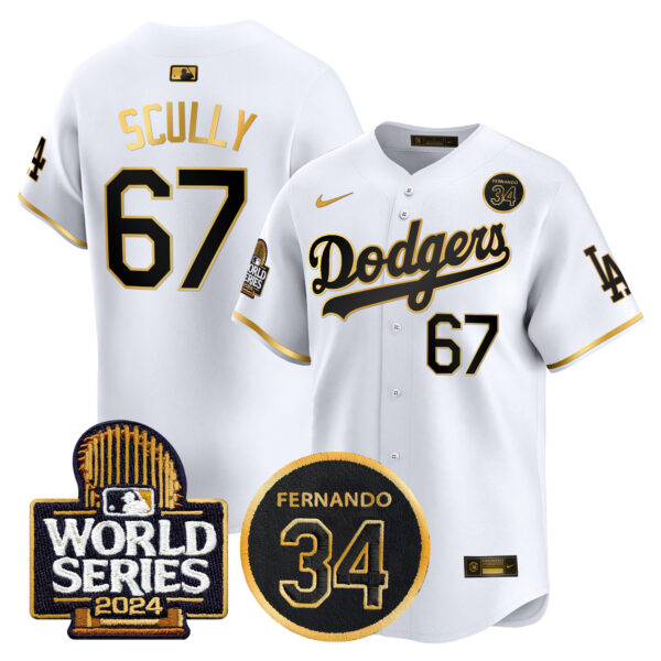 Men's Dodgers Fernando Valenzuela Memorial & 2024 World Series Patch Vapor Premier Limited Jersey - All Stitched - Image 16