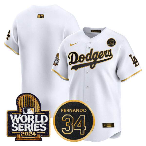 Men's Dodgers Fernando Valenzuela Memorial & 2024 World Series Patch Vapor Premier Limited Jersey - All Stitched - Image 20