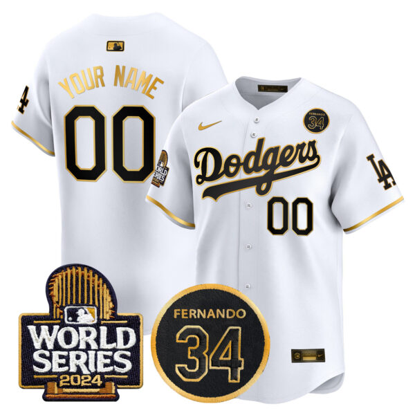 Dodgers Fernando Valenzuela Memorial & 2024 World Series Patch Vapor Premier Limited Custom Jersey - All Stitched - Image 2