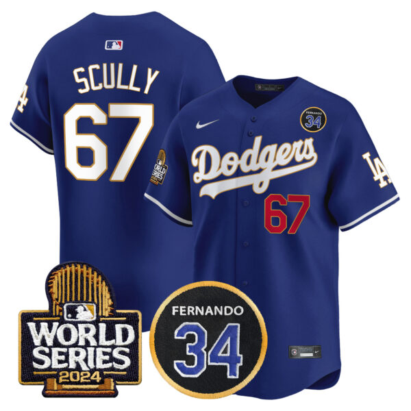 Men's Dodgers Fernando Valenzuela Memorial & 2024 World Series Patch Vapor Premier Limited Jersey - All Stitched - Image 36