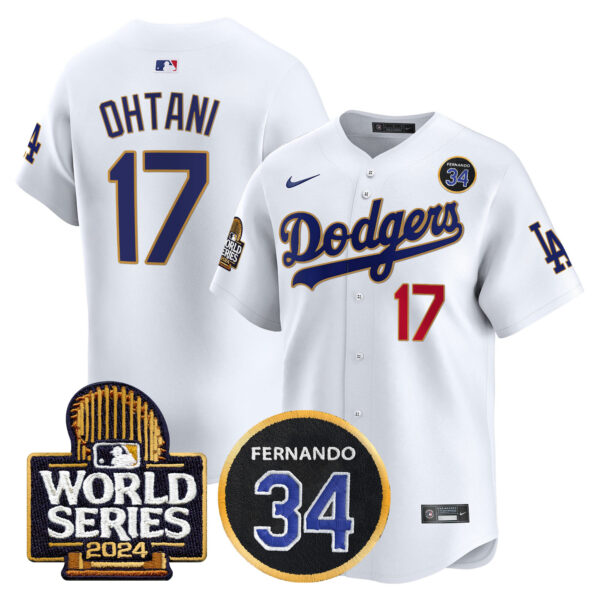 Men's Dodgers Fernando Valenzuela Memorial & 2024 World Series Patch Vapor Premier Limited Jersey - All Stitched - Image 22