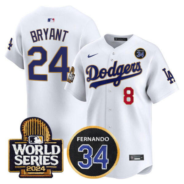 Men's Dodgers Fernando Valenzuela Memorial & 2024 World Series Patch Vapor Premier Limited Jersey - All Stitched - Image 25