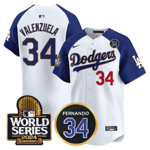 Men's Dodgers Fernando Valenzuela Memorial & 2024 World Series Patch Vapor Premier Limited Jersey - All Stitched - Image 41