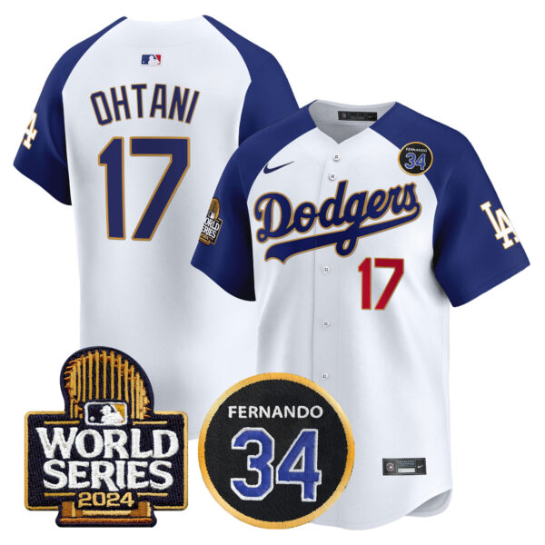 Men's Dodgers Fernando Valenzuela Memorial & 2024 World Series Patch Vapor Premier Limited Jersey - All Stitched - Image 42