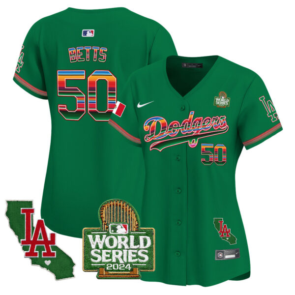 Women's Dodgers Mexico 2024 World Series Vapor Premier Limited Jersey V2 - All Stitched - Image 40