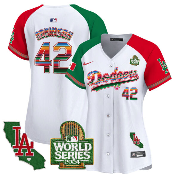 Women's Dodgers Mexico 2024 World Series Vapor Premier Limited Jersey V2 - All Stitched - Image 30