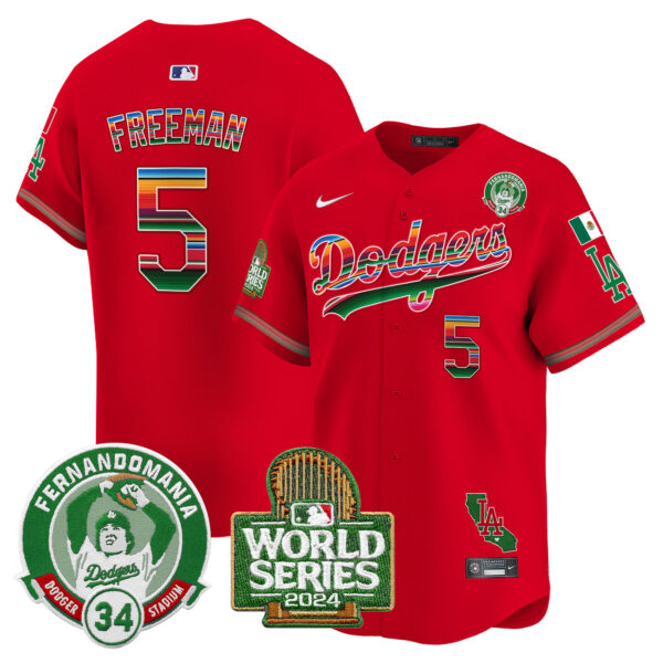 Men's Dodgers Mexico Fernando Valenzuela & 2024 World Series Patch Vapor Premier Limited Jersey - All Stitched - Image 50
