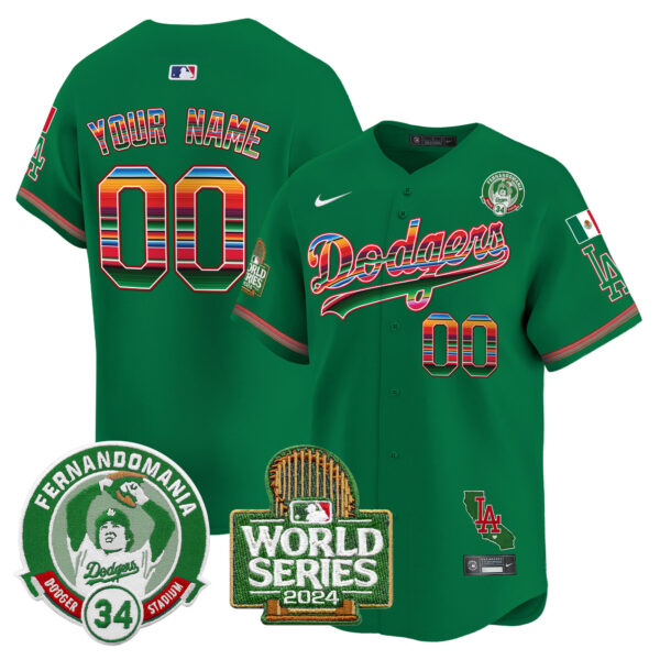 Dodgers Mexico Fernando Valenzuela & 2024 World Series Patch Vapor Premier Limited Custom Jersey - All Stitched - Image 5