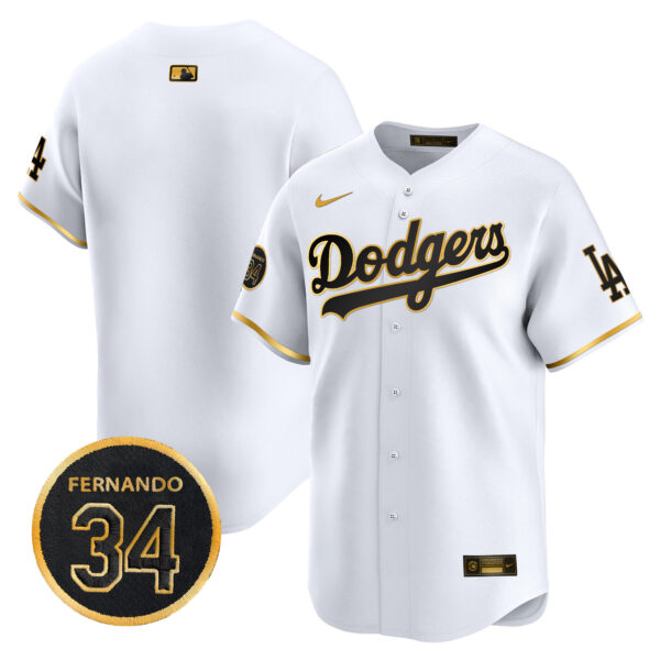 Men's Dodgers Fernando Valenzuela Memorial Patch Vapor Premier Limited Jersey - All Stitched - Image 20