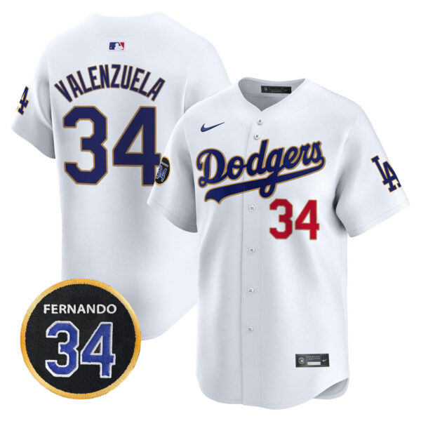 Men's Dodgers Fernando Valenzuela Memorial Patch Vapor Premier Limited Jersey - All Stitched - Image 21