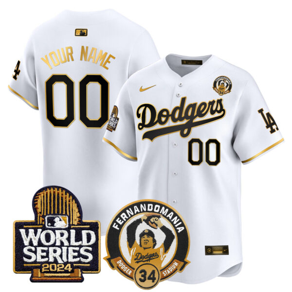 Dodgers Fernando Valenzuela & 2024 World Series Patch Vapor Premier Limited Custom Jersey - All Stitched - Image 2
