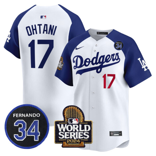 Men's Dodgers Fernando Valenzuela & 2024 World Series Patch Vapor Premier Limited Jersey V2 - All Stitched - Image 22