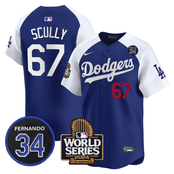 Men's Dodgers Fernando Valenzuela & 2024 World Series Patch Vapor Premier Limited Jersey V2 - All Stitched - Image 36