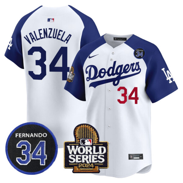 Men's Dodgers Fernando Valenzuela & 2024 World Series Patch Vapor Premier Limited Jersey V2 - All Stitched - Image 21