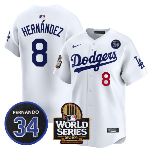 Men's Dodgers Fernando Valenzuela & 2024 World Series Patch Vapor Premier Limited Jersey V2 - All Stitched - Image 7