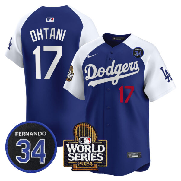 Men's Dodgers Fernando Valenzuela & 2024 World Series Patch Vapor Premier Limited Jersey V2 - All Stitched - Image 32