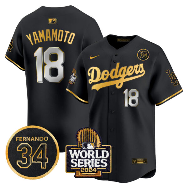 Men's Dodgers Fernando Valenzuela & 2024 World Series Patch Vapor Premier Limited Jersey V2 - All Stitched - Image 48