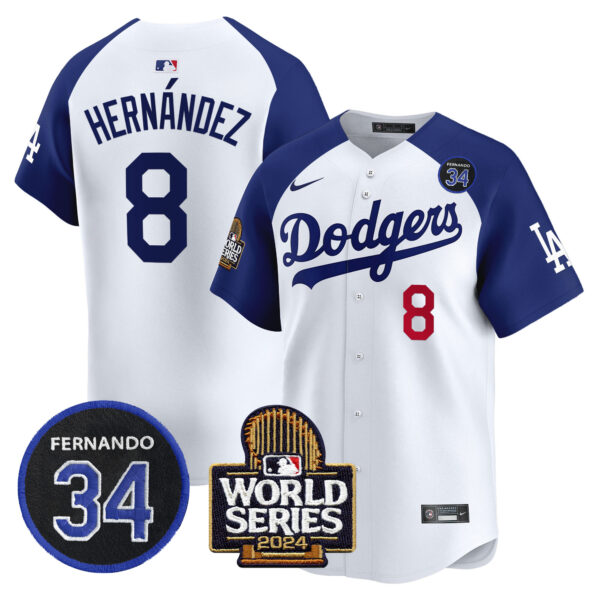 Men's Dodgers Fernando Valenzuela & 2024 World Series Patch Vapor Premier Limited Jersey V2 - All Stitched - Image 27