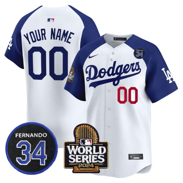Dodgers Fernando Valenzuela & 2024 World Series Patch Vapor Premier Limited Custom Jersey V2 - All Stitched - Image 3