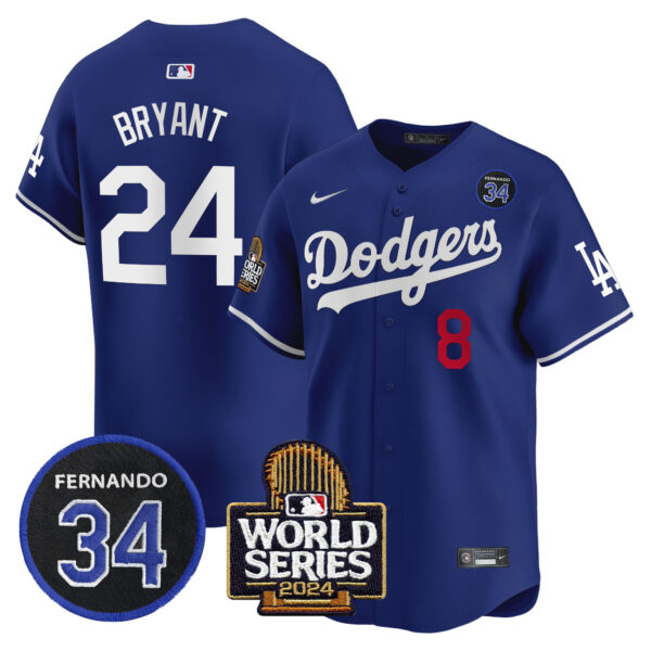 Men's Dodgers Fernando Valenzuela & 2024 World Series Patch Vapor Premier Limited Jersey V2 - All Stitched - Image 15