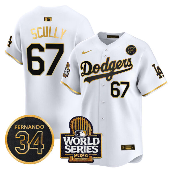 Men's Dodgers Fernando Valenzuela & 2024 World Series Patch Vapor Premier Limited Jersey V2 - All Stitched - Image 56