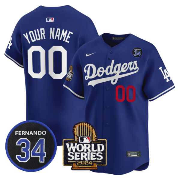 Dodgers Fernando Valenzuela & 2024 World Series Patch Vapor Premier Limited Custom Jersey V2 - All Stitched - Image 2