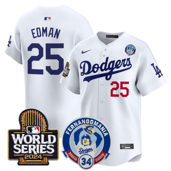 Men's Dodgers Fernando Valenzuela & 2024 World Series Patch Vapor Premier Limited Jersey V3 - All Stitched - Image 9